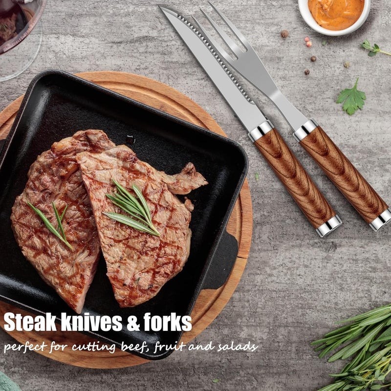 RINPIR 35pcs Deluxe Grilling Gifts Set for Birthday Fathers Day, Stainless Steel BBQ Accessories Kit for Men Dad, Professional Grill Tools Utensils with Scissors, Meat Claws in Aluminum Case Brown - Image 4